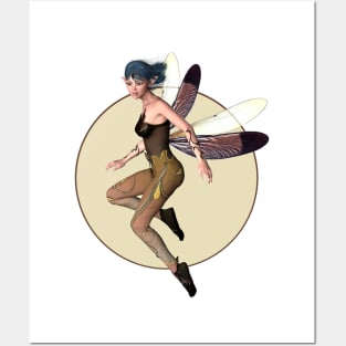 Fly high fairy faerie elf in dragonfly wings Posters and Art